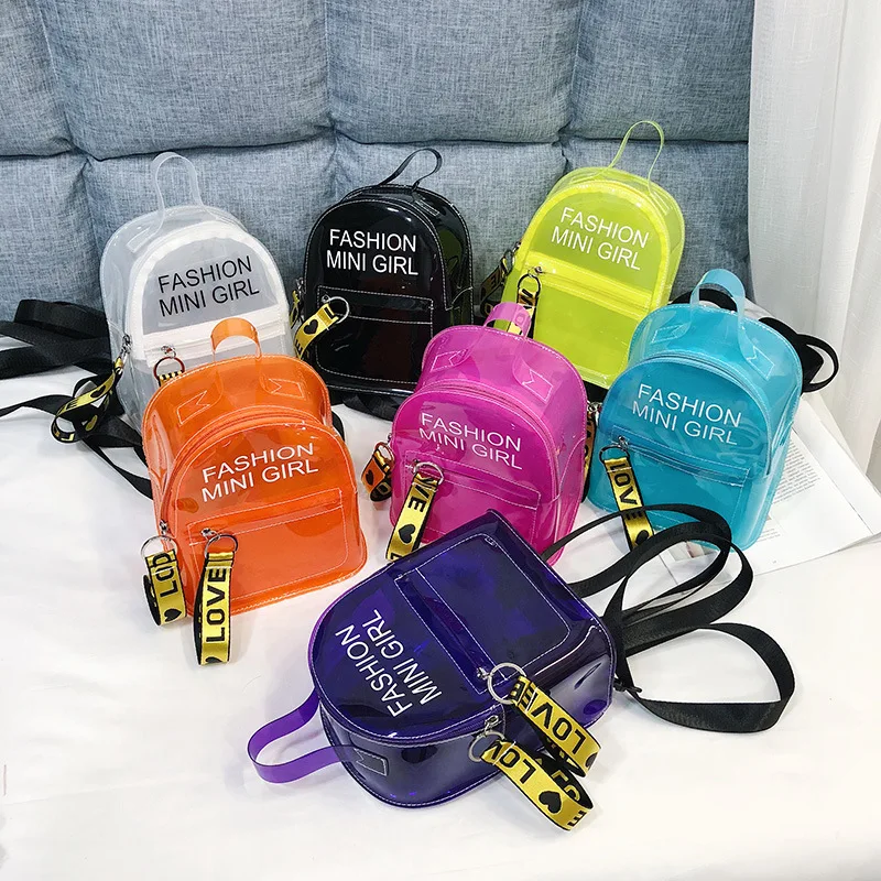 New Fashion Summer Popularity Purse Plastic Laser Transparent Pvc Backpack Women Bag Shoulder rainbow Bags Candy Jelly