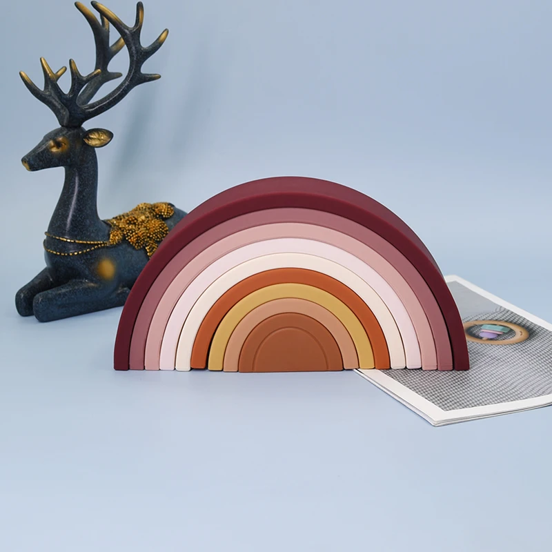 BPA free silicone stacker toy food grade baby educational stacking teether for baby silicone stacked toys