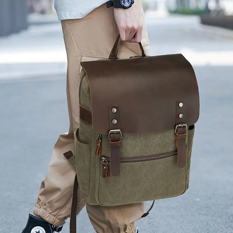 Tourist Backbags Used Travelling Waterproof Laptop Backpack Leather Backpack Bag For Men Leather Backpack Bag