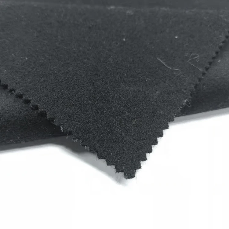 Wholesale 100% merino wool fabric double faced for apparel Garment black color 970gsm in stock