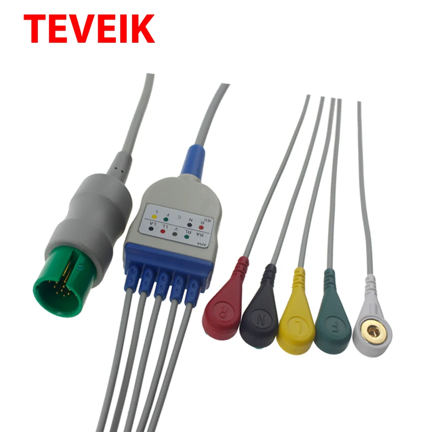 Spacelabs Round 17pin Round ECG Patient Cable 3 Lead AHA 20 Pin ECG Trunk Cable NK ECG Snap Cable