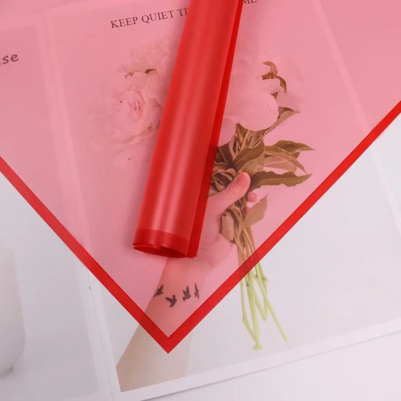 Wholesale 58*58cm Colorful Golden Edge Flower Wrapping Paper Waterproof Florist Paper Plastic Wrapping Film For Flower