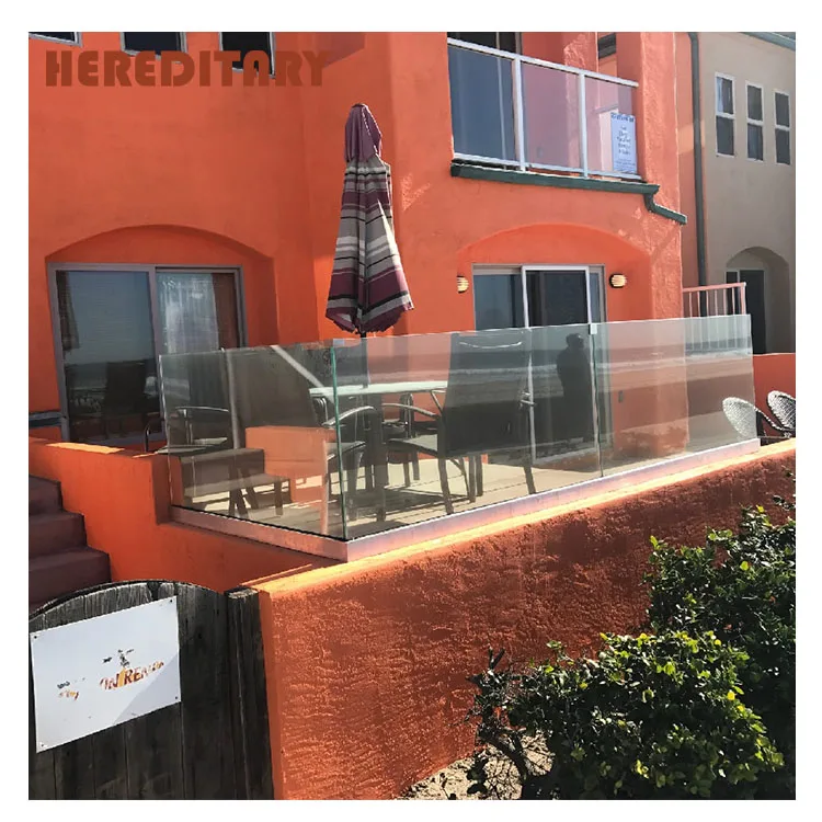 Aluminum profile u channel glass veranda deck railing holder glass handrail clamp bracket