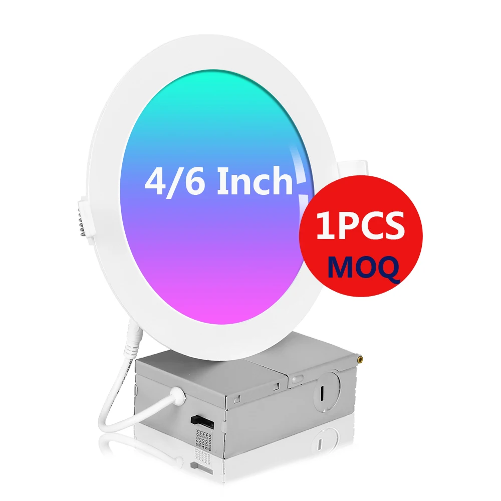 CE saa australian us standards 9w 9 watt ultra slim anti glare smart dimmable timer rgbcw alexa tuya wifi led panel downlight