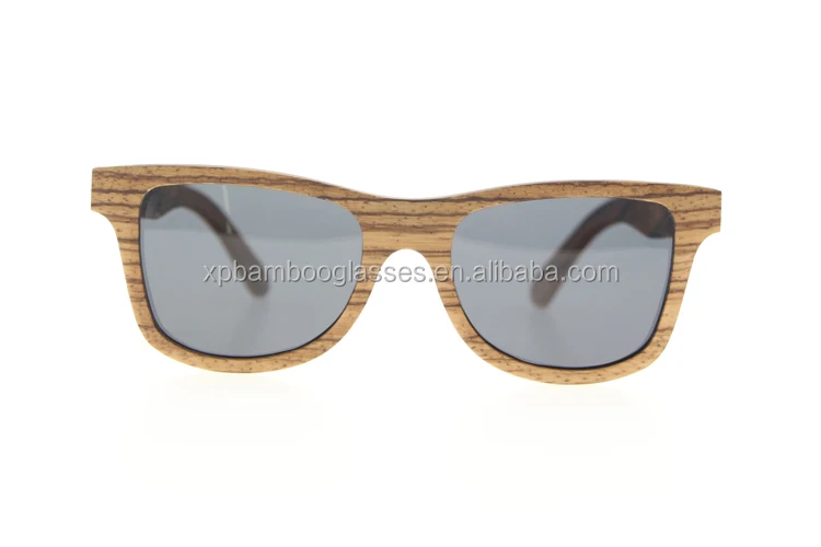 low MOQ Custom logo bamboo polarized sunglasses handmade mens zebra wood sunglass with grey TAC LENS