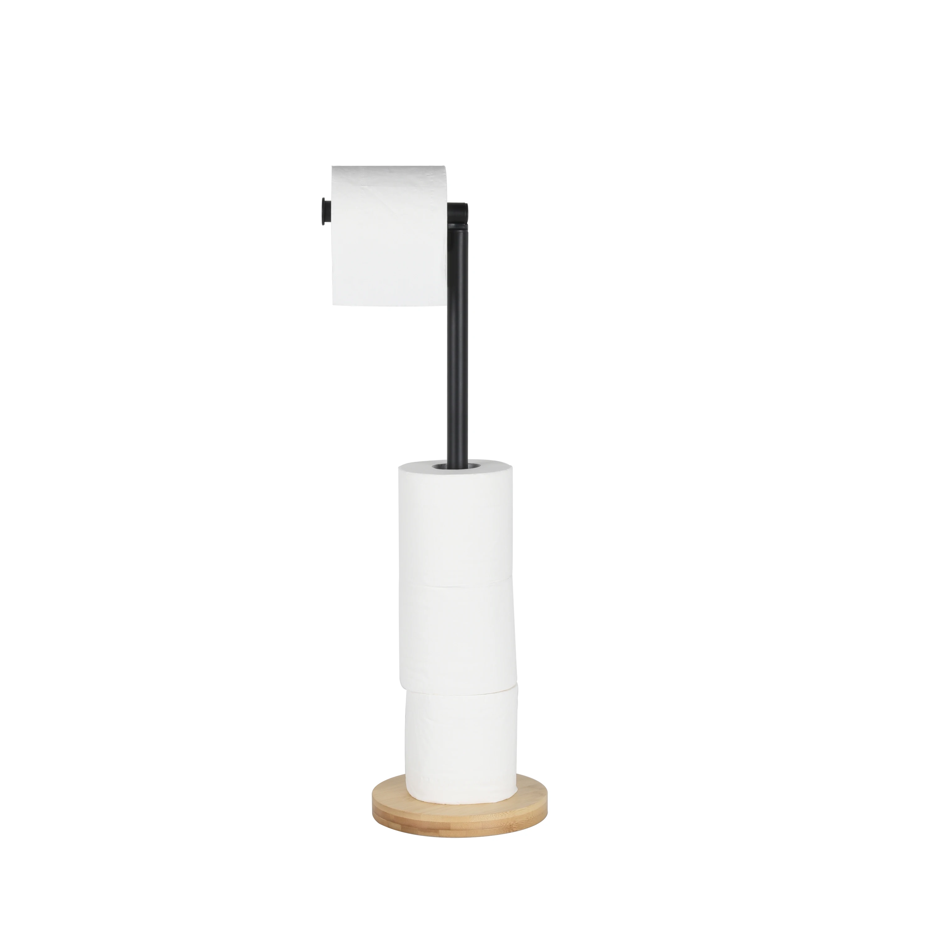 Bamboo base toilet paper holder Paper Rack metal paper roll holder free standing tissue holder