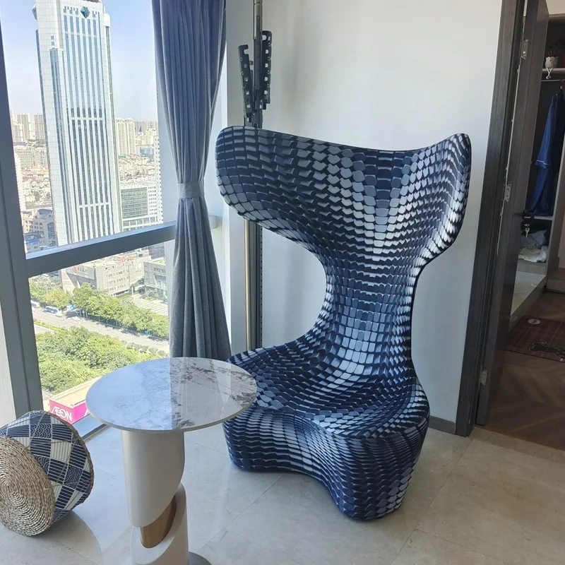 Modern art design whale mermaid tail lounge chair, hotel lobby, creative high back chair