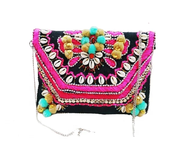 HandMade Banjara Bohemian Bag from India Multi Color Jute Bag Boho  Festival HandCrafted  Embroidered by Quality Handicrafts