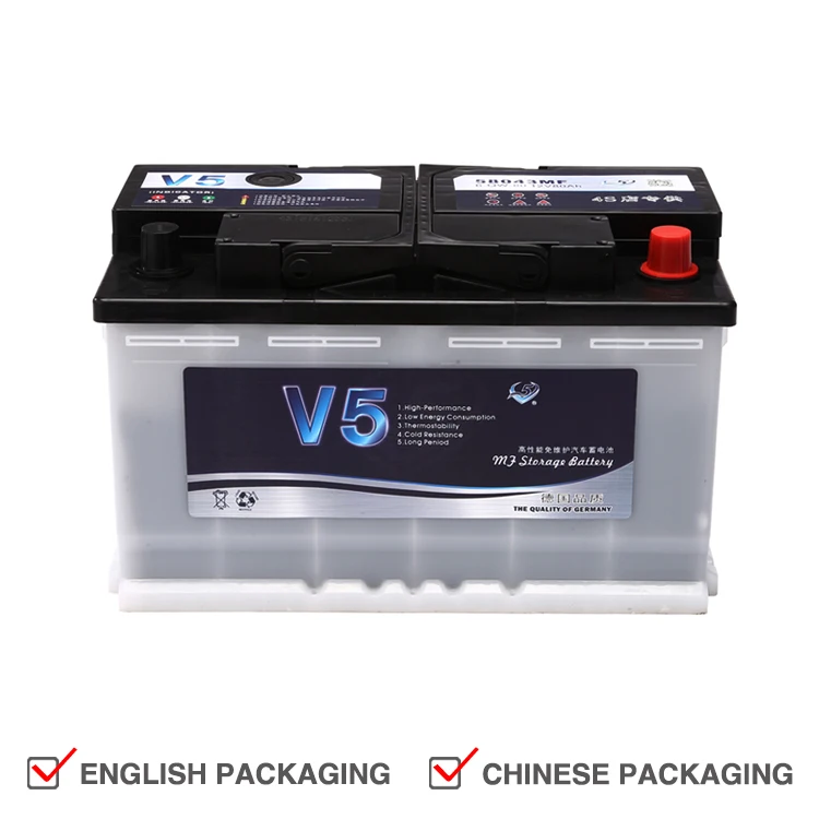 Din58043 Europe Standard MF battery maintenance free car battery factory lead acid batteries 12V 80AH