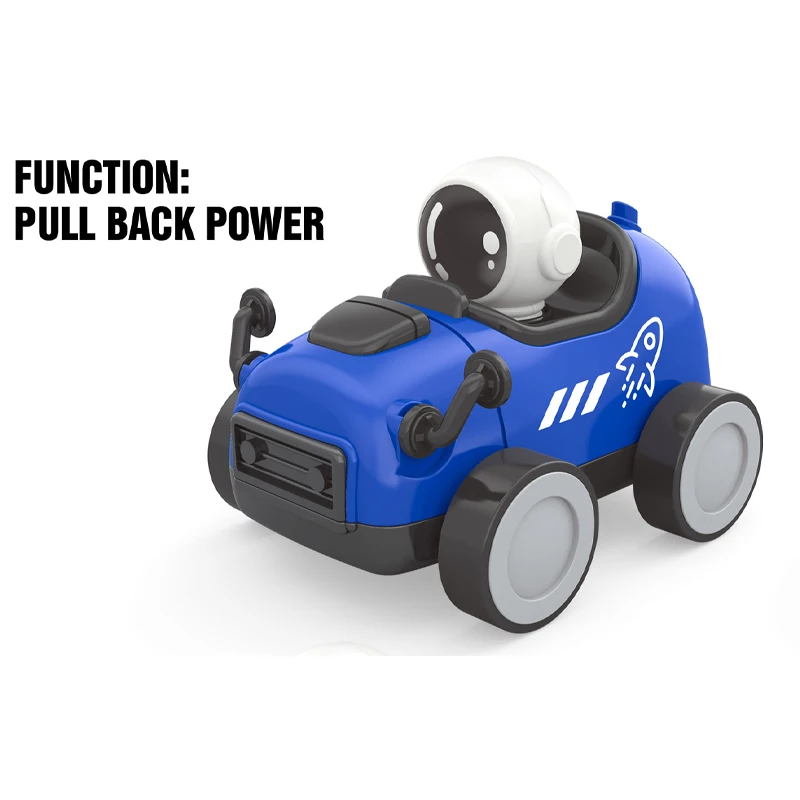 QS Wholesale Kids Mini Cartoon Cute Pull Back Car 3 Style Plastic Small Size Space Racing Vehicle Toys For Children Funny Gift