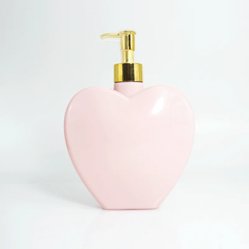 Custom Color 300ml 380ml 500ml Love Heart Shape Conditioner Bottle Plastic PET Shampoo Bottle