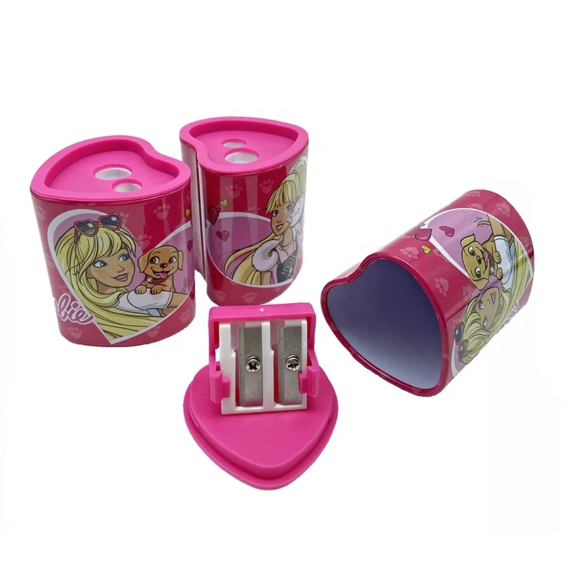 Factory Wholesale Cartoon Stationery Ses High Quality Sharpener Manual Heart Shape Tin Pencil Sharpener For School Student