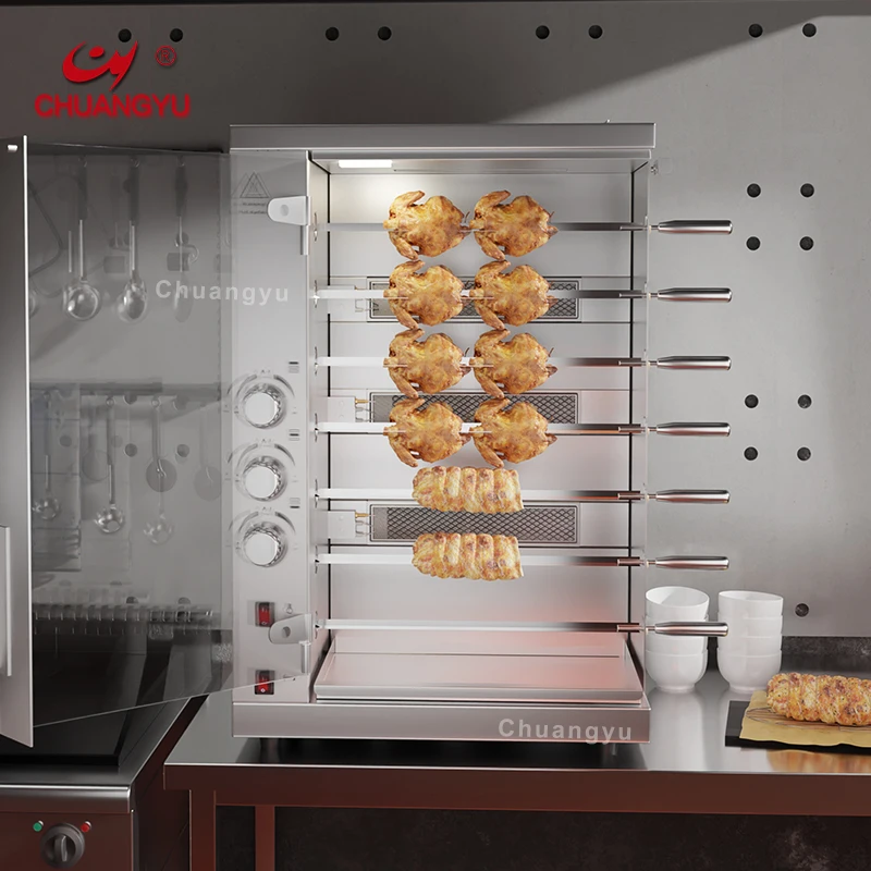 Chuangyu Electric stainless steel Restaurant Gas Roasted Chicken Machine Automatic Rotisserie Home Hotels Fast Food Used
