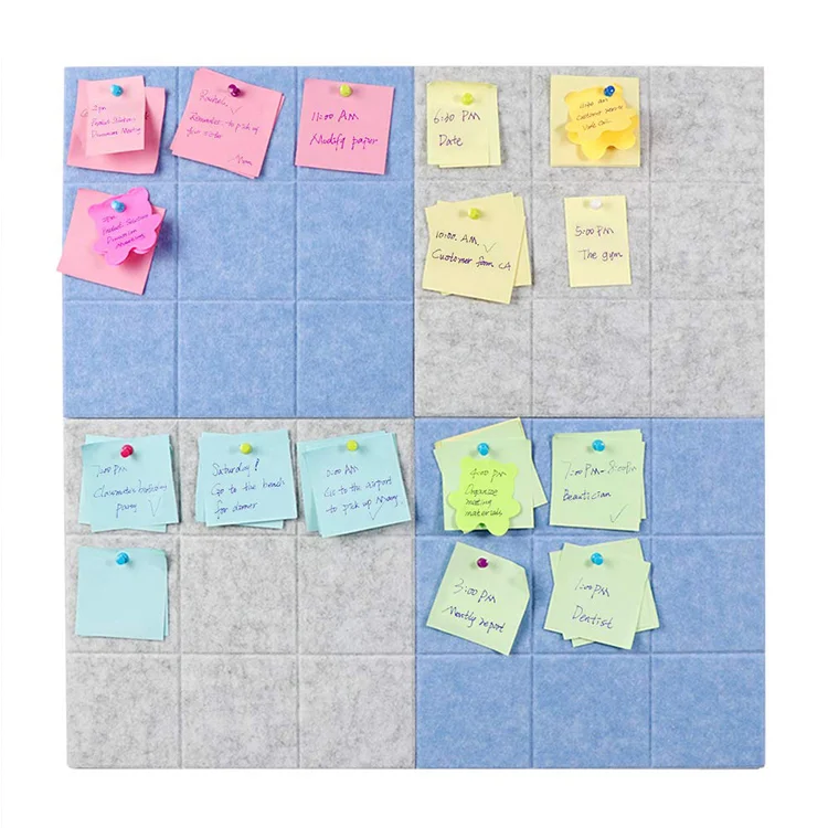 
Home Wall Mounted Colorful Fabric Tile Board-Self Adhesive Felt Pin Board 