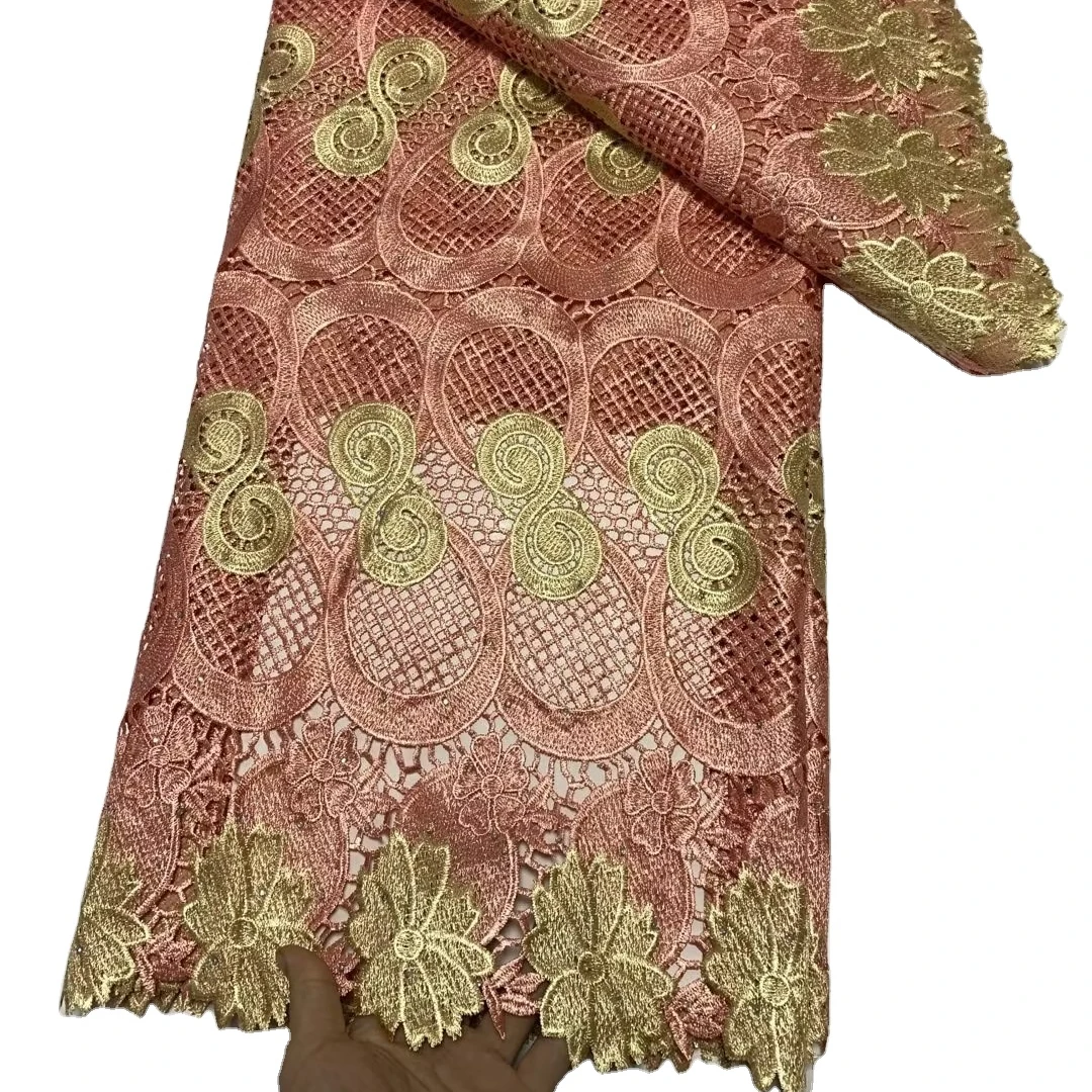 Latest 5 yards embroidery guipure lace fabric dresses guipure lace