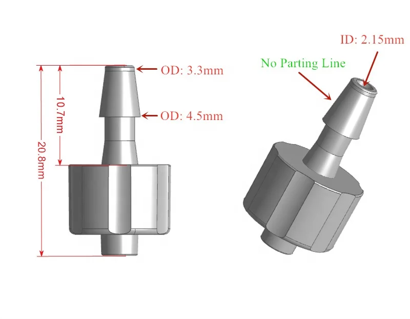 1/8 3.2mm PP Plastic tubing hose male luer to barb connector barbed male luer lock adapter fitting