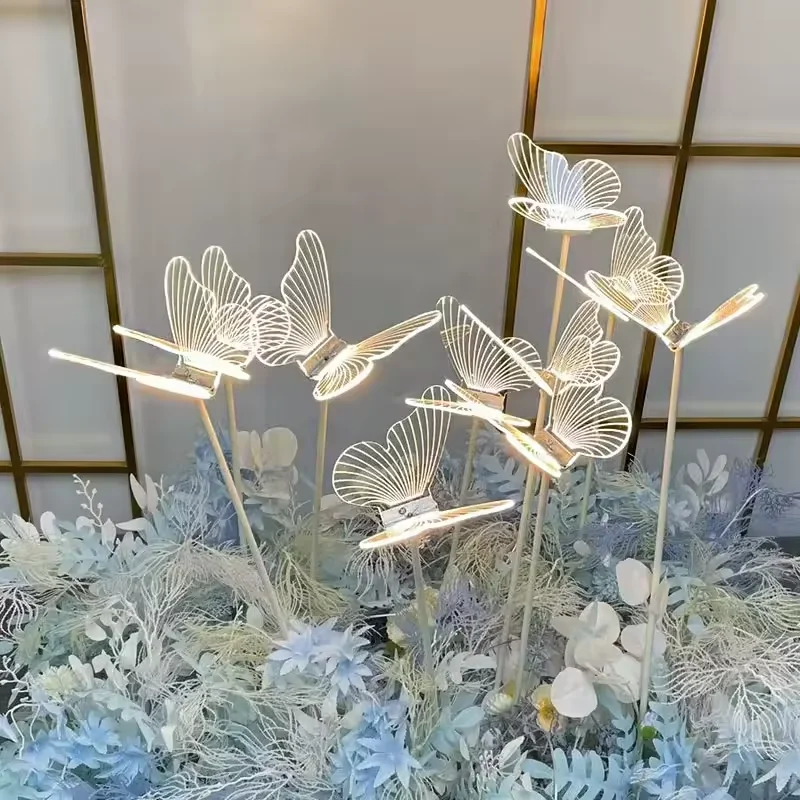 Wedding props Acrylic Butterflies Luminous Led Walkway Lights Road Lead Stage Lights For Wedding scene layout decoration