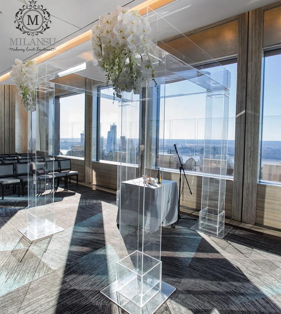 Новый дизайн, светящиеся Прозрачные Акриловые столбцы для свадебного декора