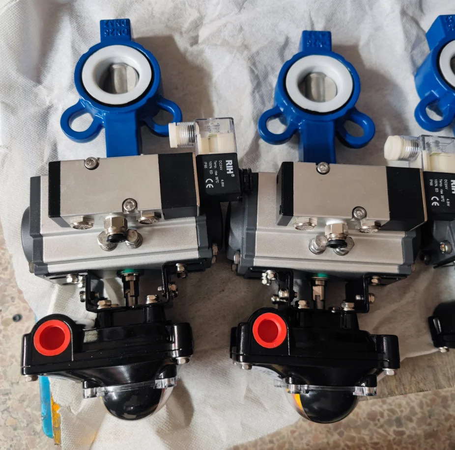 DN25 WCB Butterfly valve with pneumatic head and solenoid valve