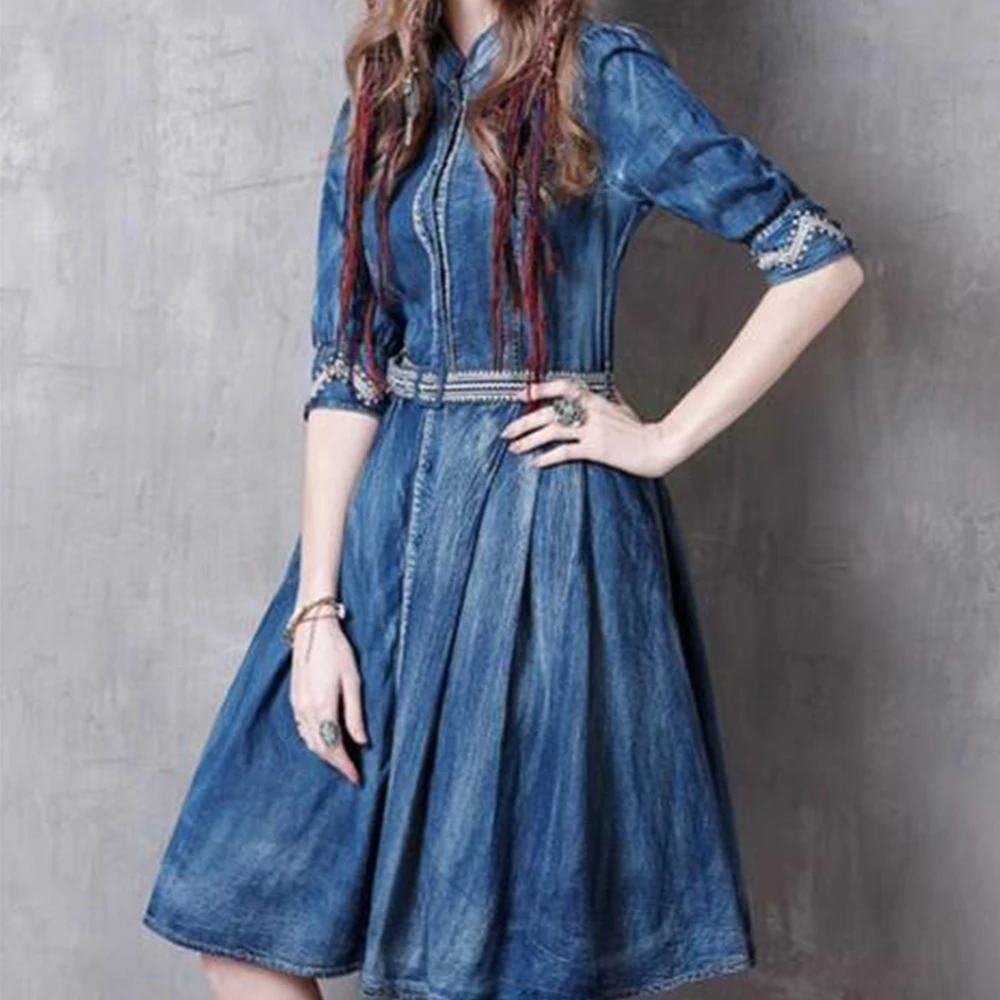 Newest fashion Elegant ladies denim dresses for women