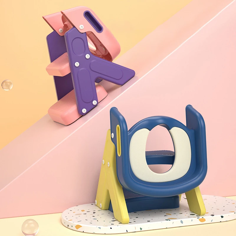 New Release Wholesale Baby Potty Seat Foldable Baby Potty Trainer Soft Seat With Step Stool Ladder