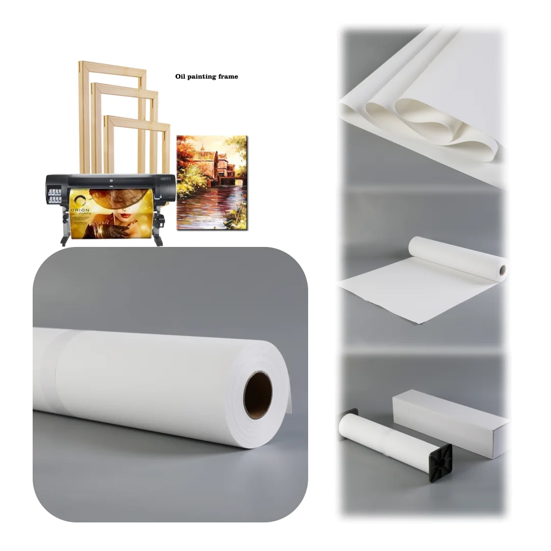 Polyester Cotton Canvas Roll For Printing Painting Oil Stretched Bar Inkjet Canvas Roll Printing 360gsm customized acceptable