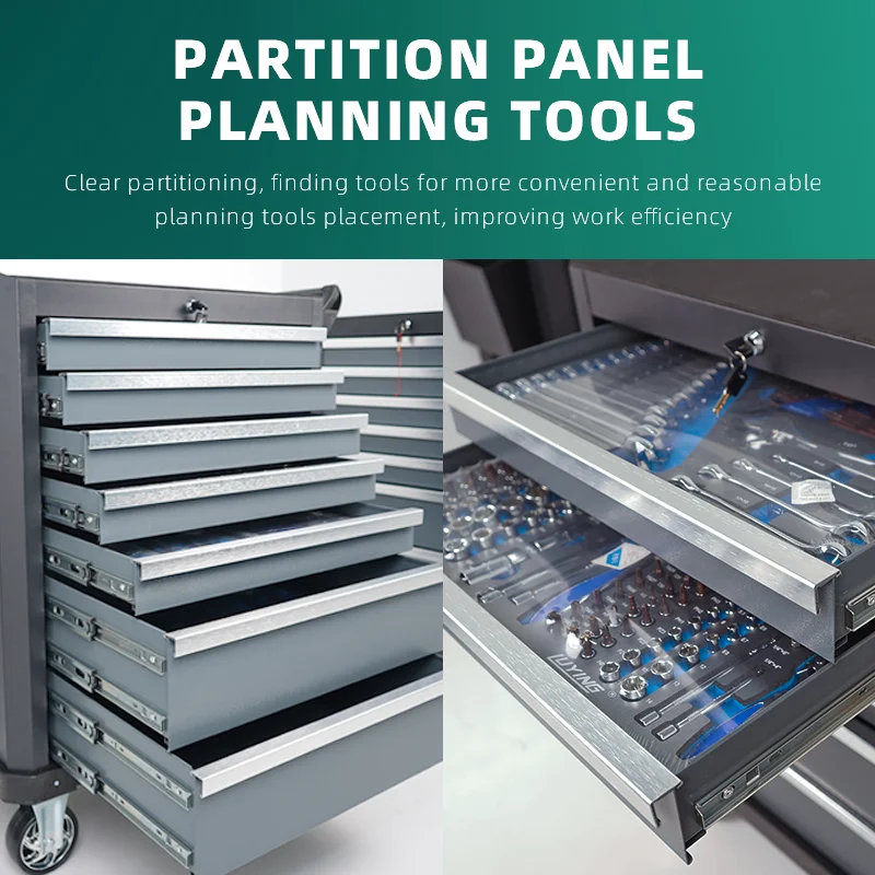 Karjoys 7-Drawer Grey Tool Trolley Iron Auto Repair Workshop Maintenance Tool Cabinet Car Repair Toolbox