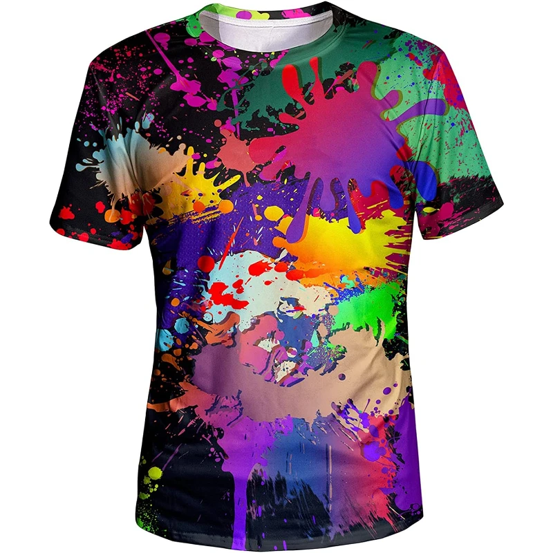 Fitspi Unisex 3D Graphic T-Shirt Colorful Design Short Sleeve Crewneck Digital Tee T-Shirt For Young