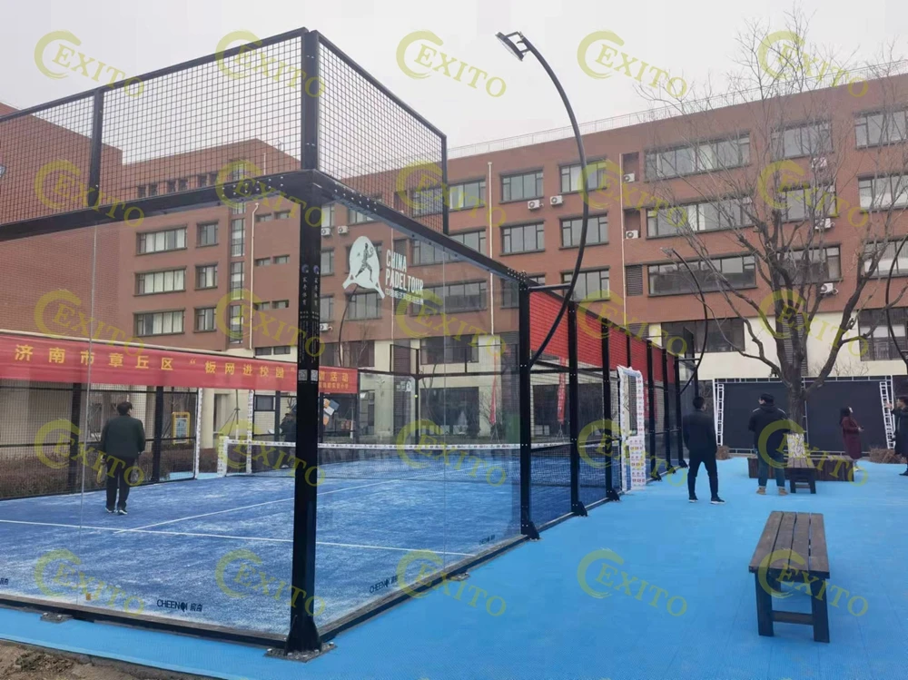 2022 Custom Colors Hot Sale Panoramic Style Outdoor Safety Foam Padel Courts Paddle Tennis Court Panoramic