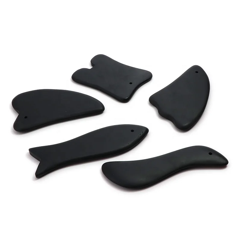 Custom logo facial body black bian stone gua sha massager