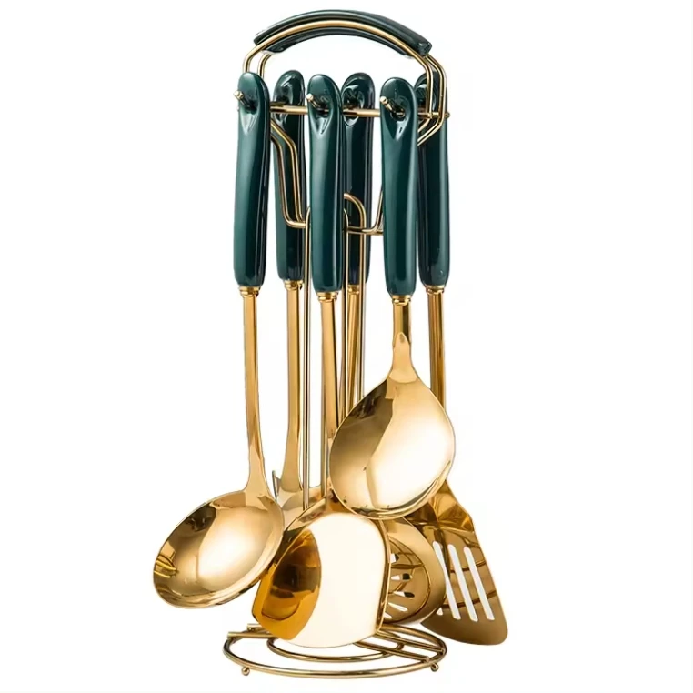 Modern Kitchen Utensils Stainless Steel Non-stick Fried 4-piece Golden /silver Handle Pp Kitchen Accessories Gold