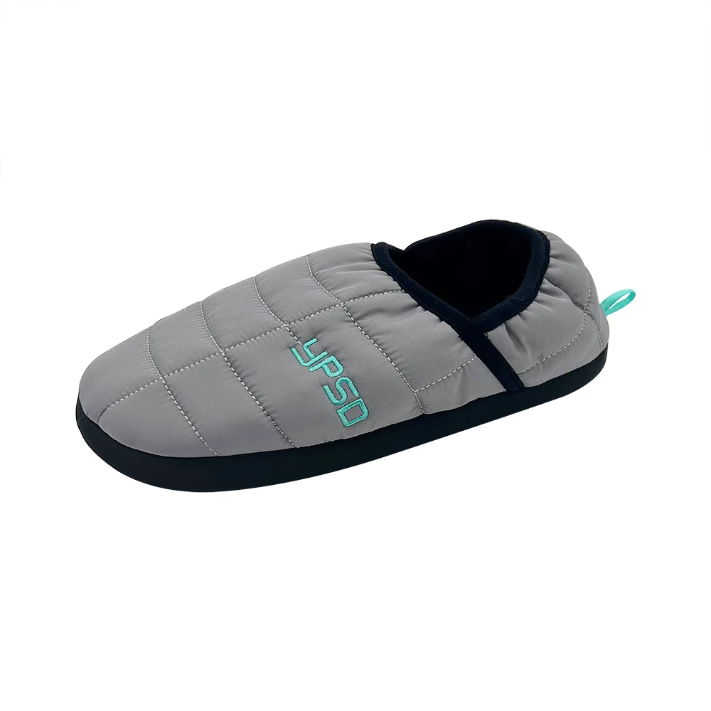 Стеганые теплые пуховые тапочки комфортные Нескользящие ветрозащитные нейлоновые тканевые для кемпинга унисекс домашние Тапочки