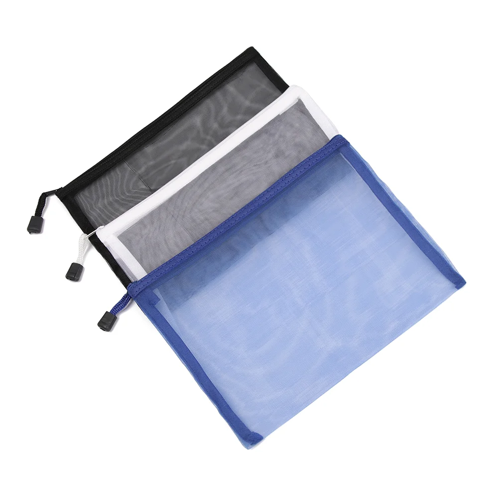 Hot Sale Transparent Mesh Pencil Case  Students Zipper Stationery Case Stationery Pencil Bag