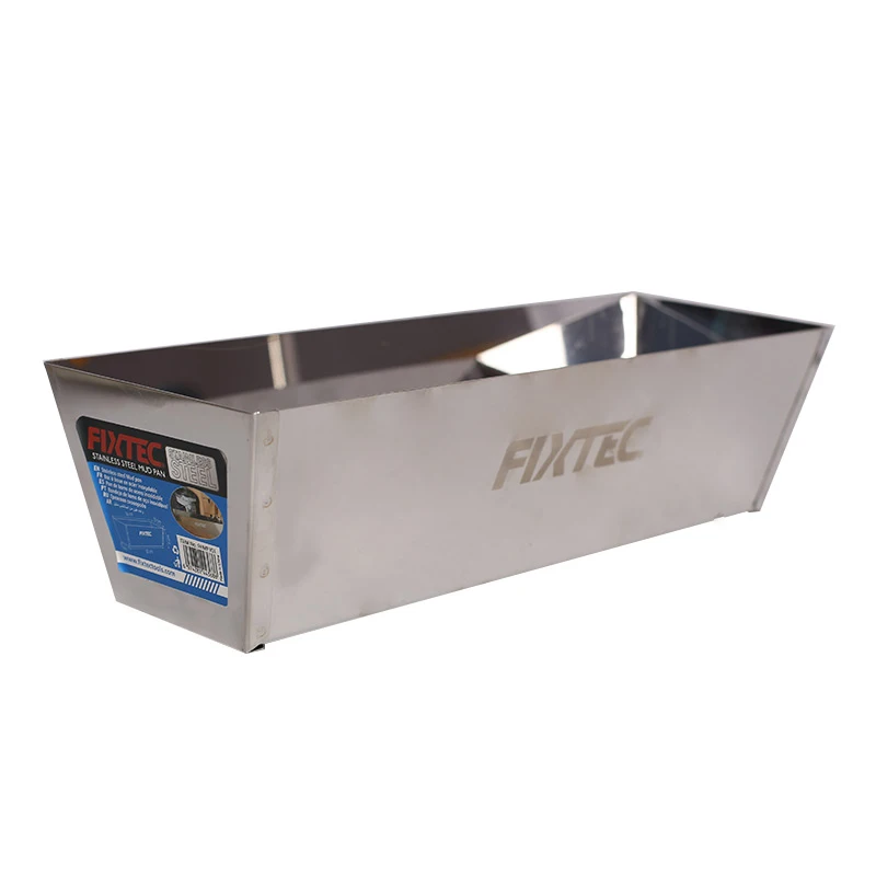 FIXTEC Drywall Tools Masonry Tool Stainless Steel 35.8*11.8*9cm Drywall Mud Pan