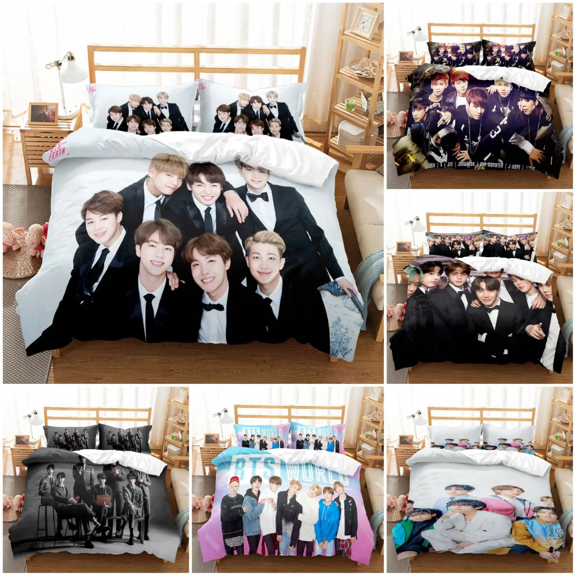 New in stock duvet cover idol custom print bedding set bed sheet bedsheet bts bed set