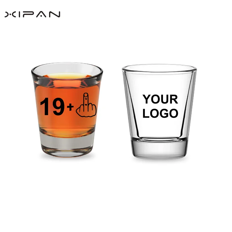 Wholesale Custom Logo Branding Shot Glasses Sublimation Blank Whiskey Glassware Small Bullet Tumbler