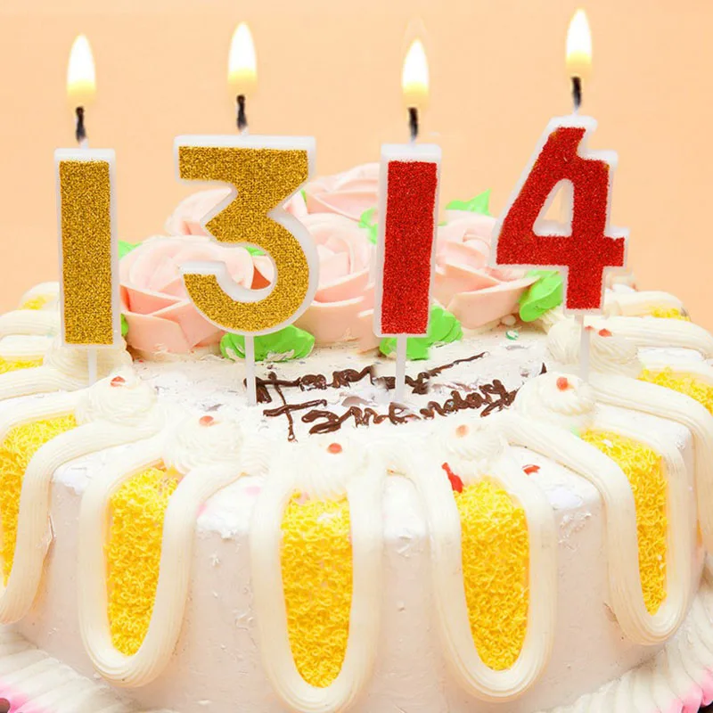 Number 1 2 3 4 5 6 7 8 9 0 ? Decorate With Name Gold Number Cake Candles
