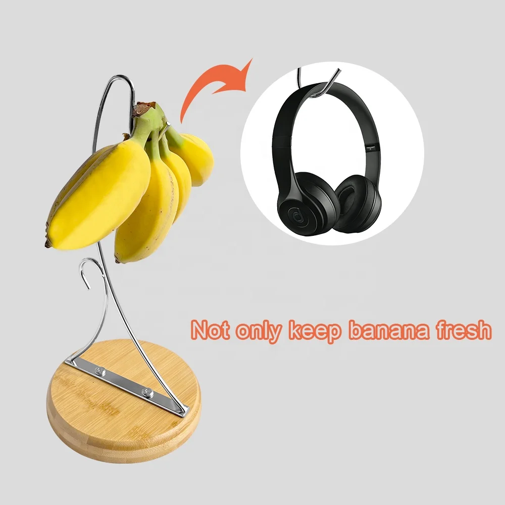 Factory New Chrome Countertop Table Rack Bamboo Holder Hook Tree Stand Banana Hanger Display Stand For Home Restaurant Hotel