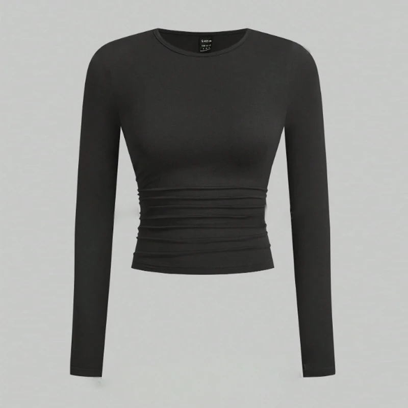 Wholesale Price Crop Top Casual Long Sleeve Women T Shirt Custom Your Brand Long Sleeve Crop Tops Shirts For Women