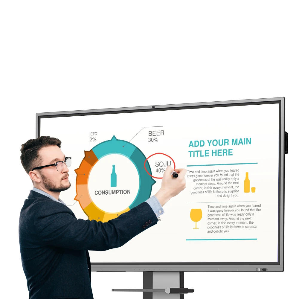 
65 86inch Pizarron Teaching Led Tv Panels Smart Whiteboard Electronic Panel Interactive Board 