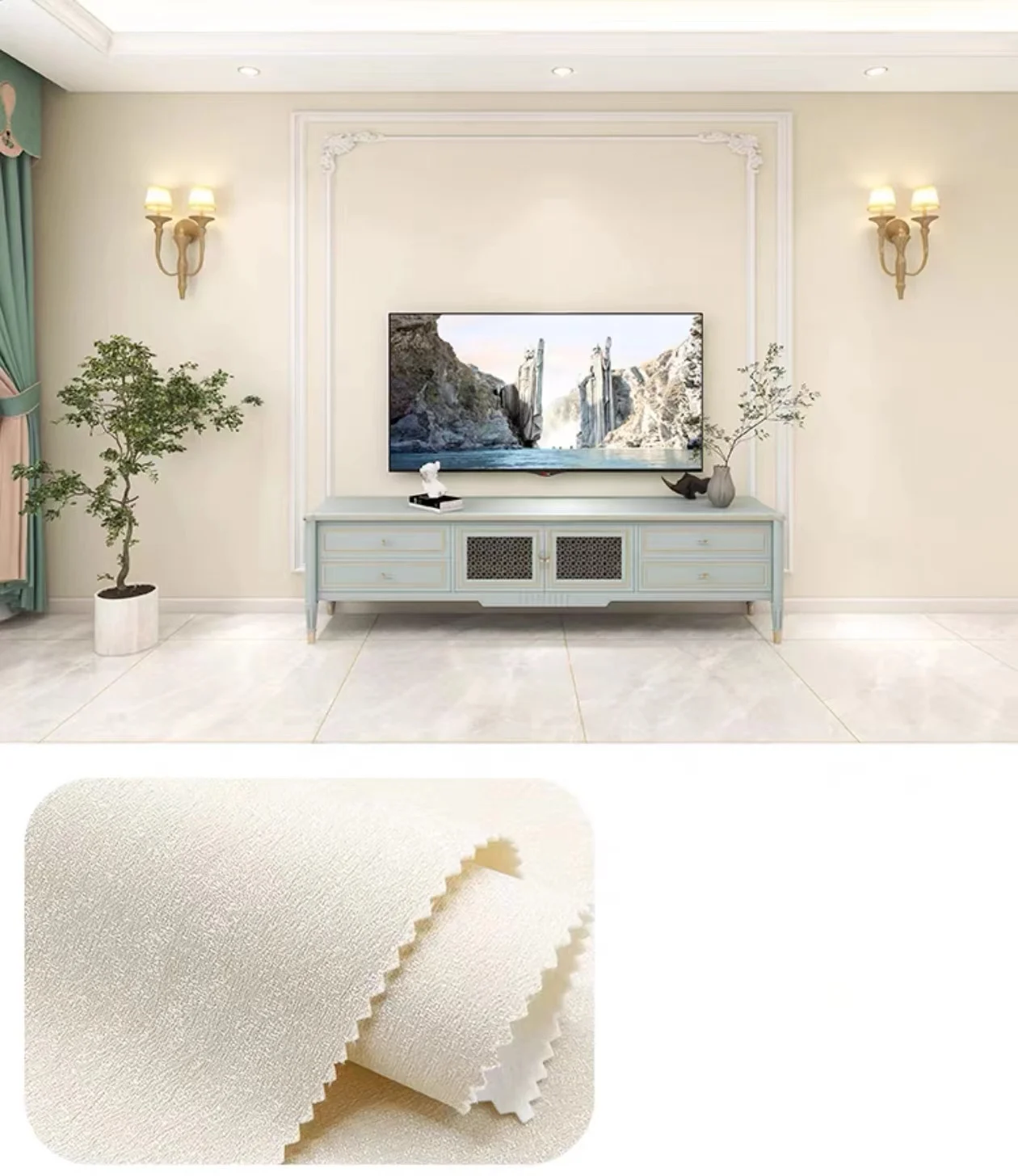 Modern light luxury wall cloth high-precision jacquard wall fabric solid color bedroom living room TV wall background wallpaper