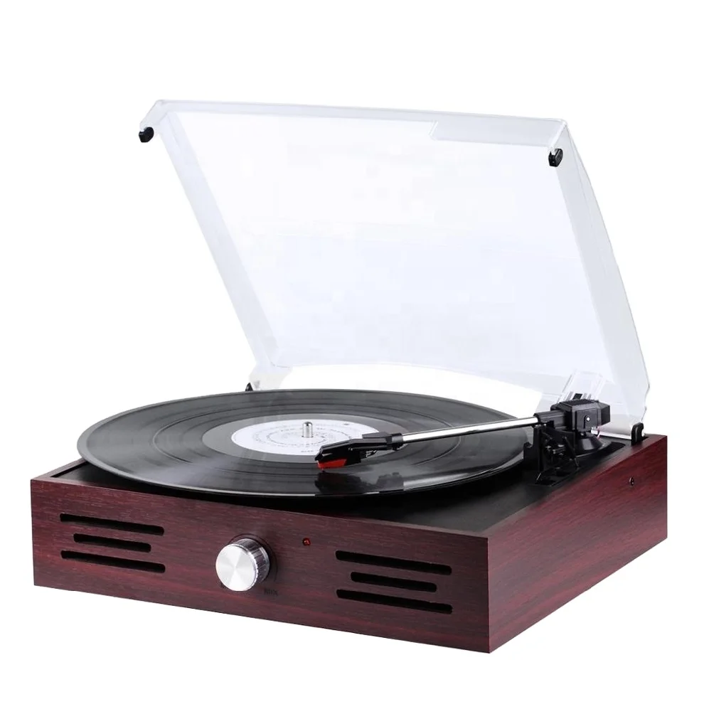 Nostalgic stereo vinyl records player gramophone phonograph three speed record player
