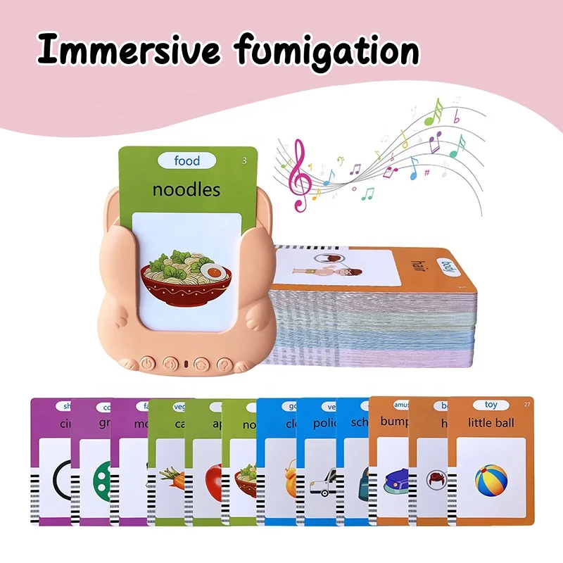 Samtoy Newest 112 Cards Montessori Cognitive Pocket Speech Therapy Toys Baby Kids Learning Flash Cards With Question Function