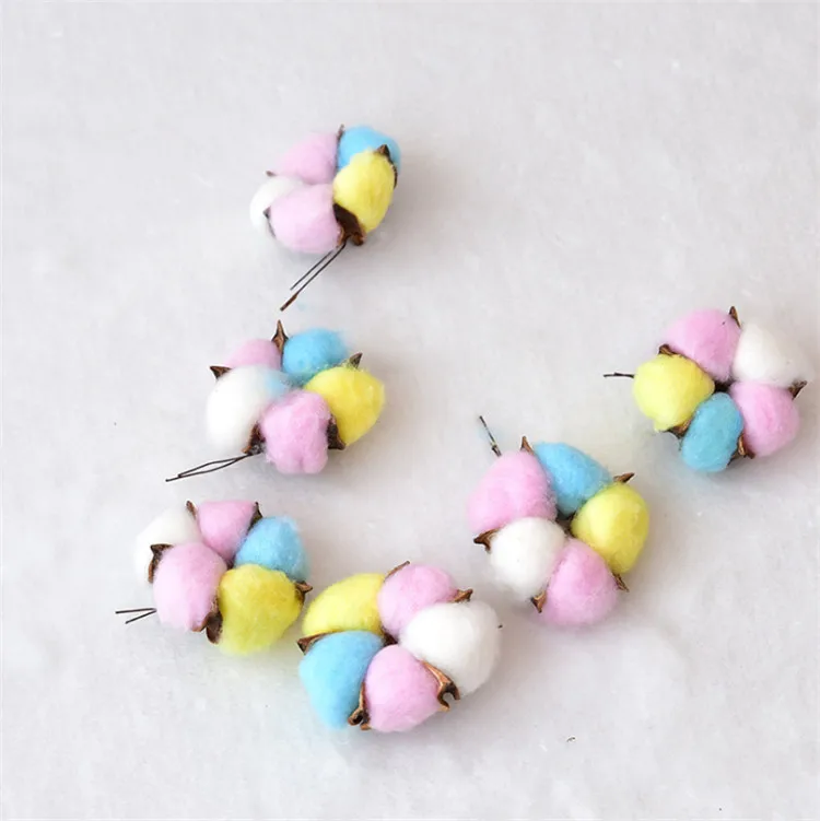 R-1222 красочный ватным тампоном стеблей украшения искусственные цветочные выборка хлопковое с изoбрaжeниeм цвeтoв Для композиции Home Decor