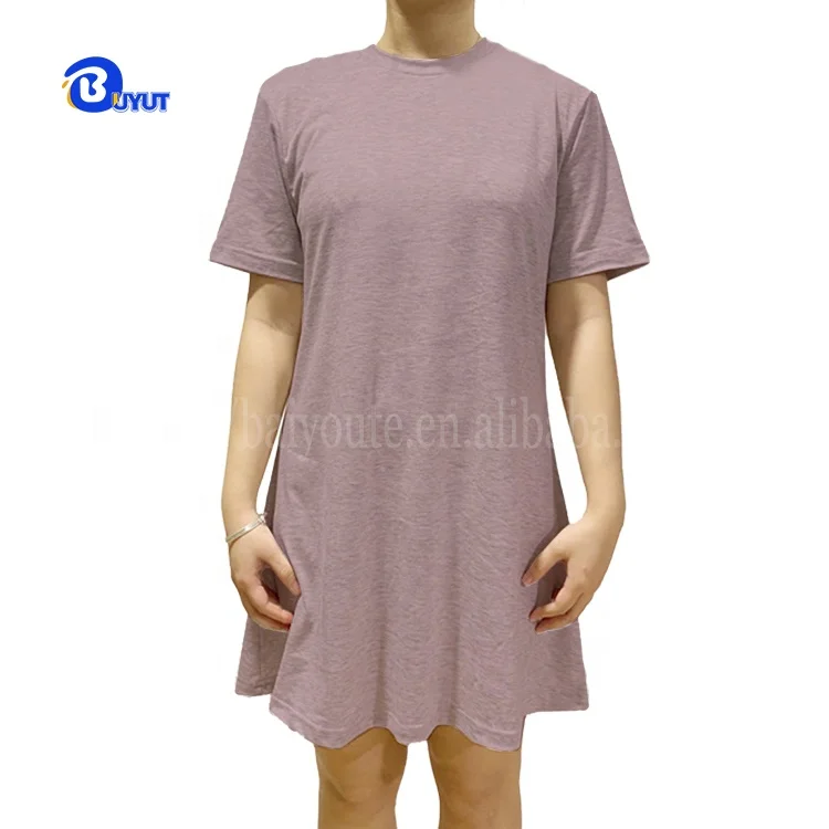 Summer blank pastel color Girls Dress women sublimation cotton soft hand feel casual outdoor plain long T shirts