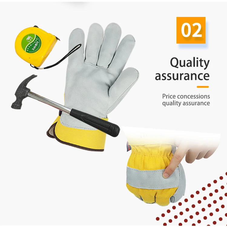 Best seller leather working work gloves men with stretchable wrist