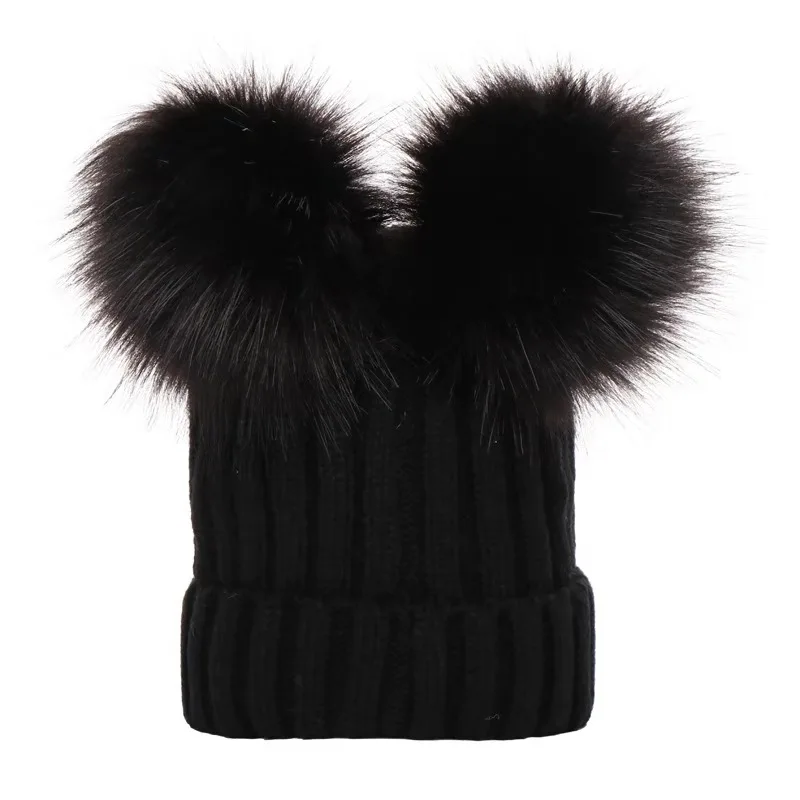 Wholesale Winter Beanie Hat Kids Cute Pompom Ear Ski Hat And Caps For Children