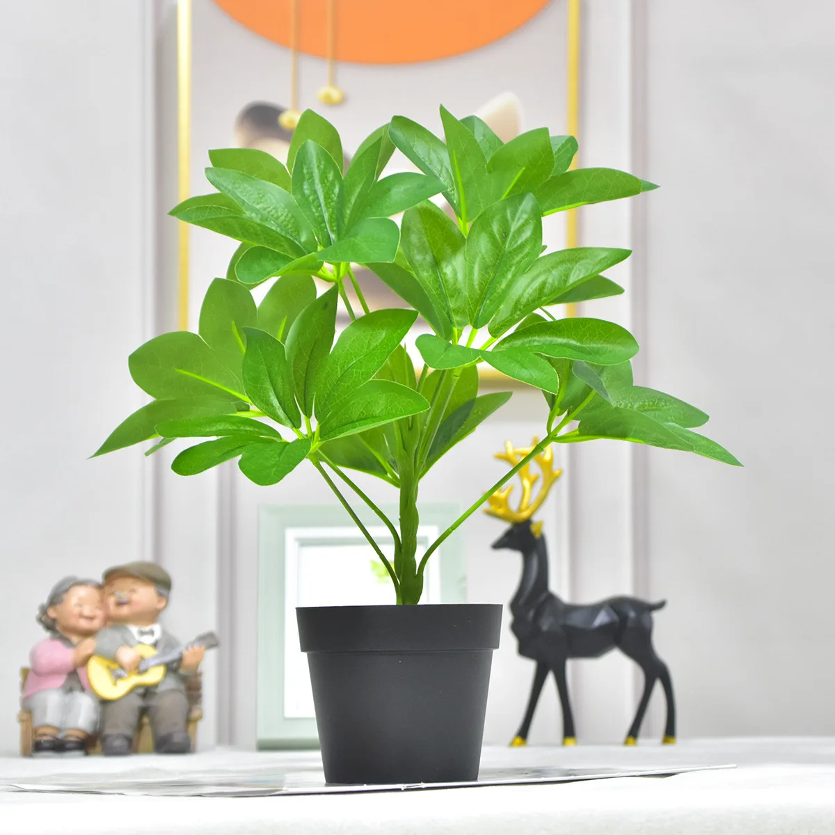 Evergreen Foliage Outdoor Landscaping Decorative Ornamental Wholesale 9 Heads Schefflera Octophylla Artificial Plants Leaves