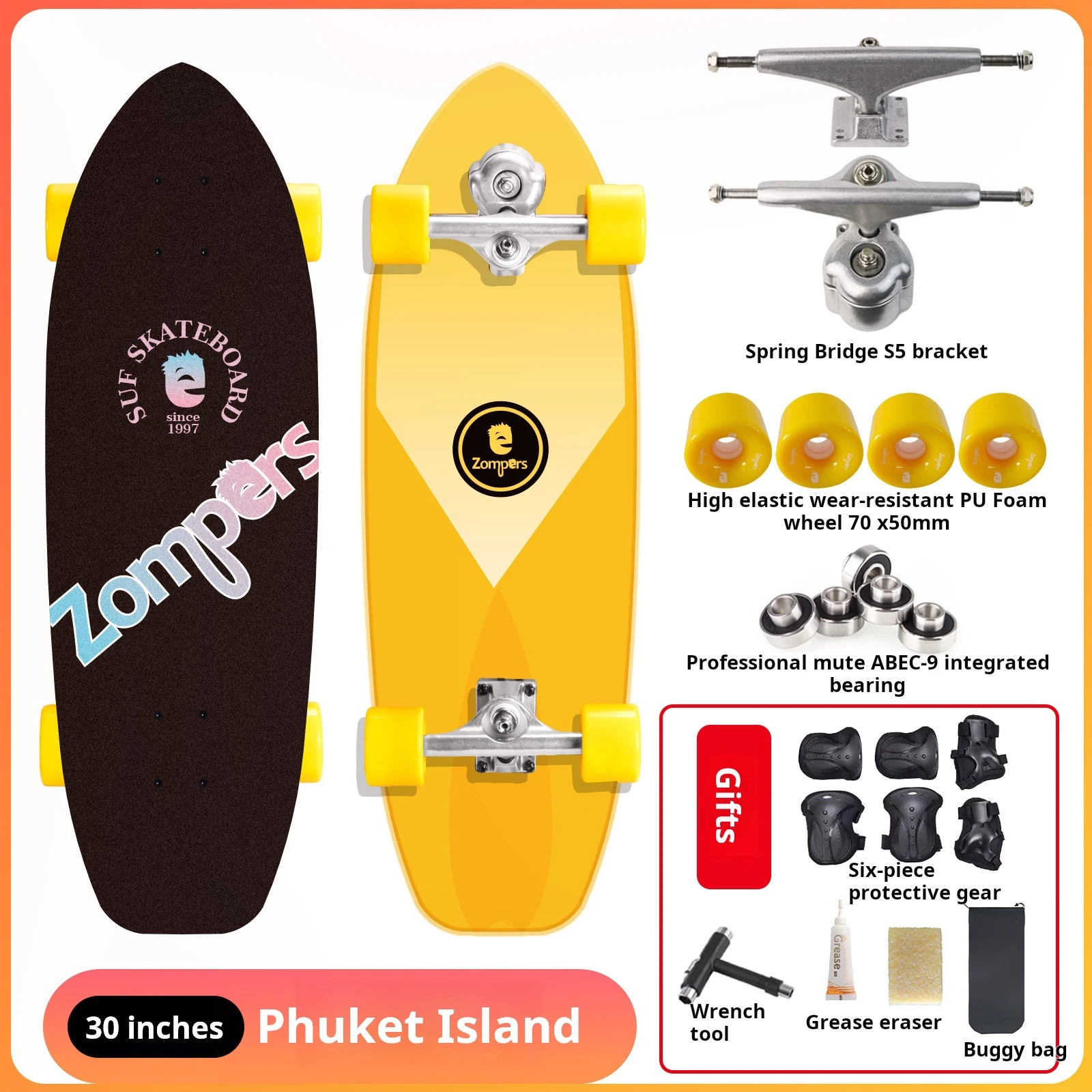 skateboard Cruiser Professional Russia Maple 30 inch High-end Surf Skateboard Adult Skateboard with Protector