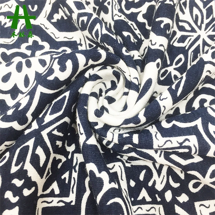 Mulinsen Textile OE Knit Printed Rayon Fabric for Dress